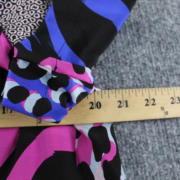 Versace Dress Womens 44 Silk Mini Shift Animal Leopard Print Tunic Patchwork - Picture 7 of 8